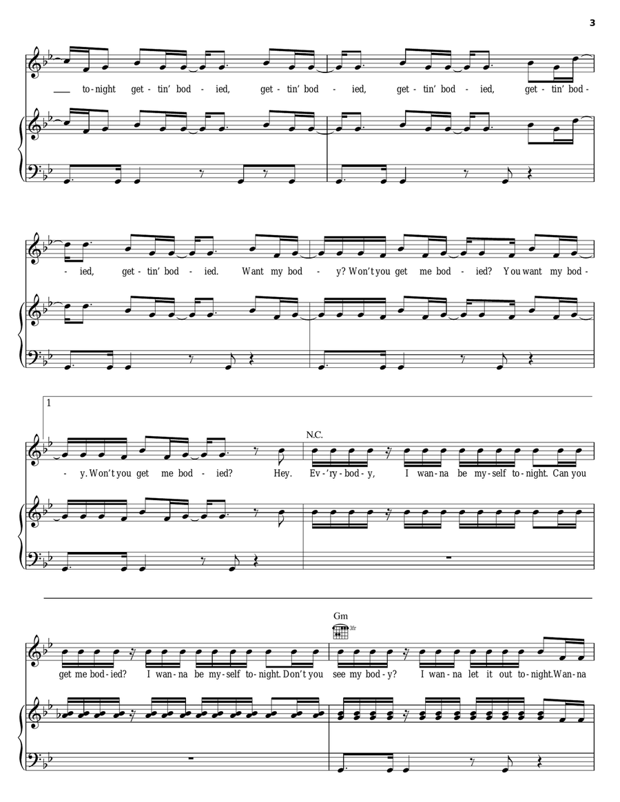 Get Me Bodied Piano, Vocal, Guitar scores gallery preview page 3
