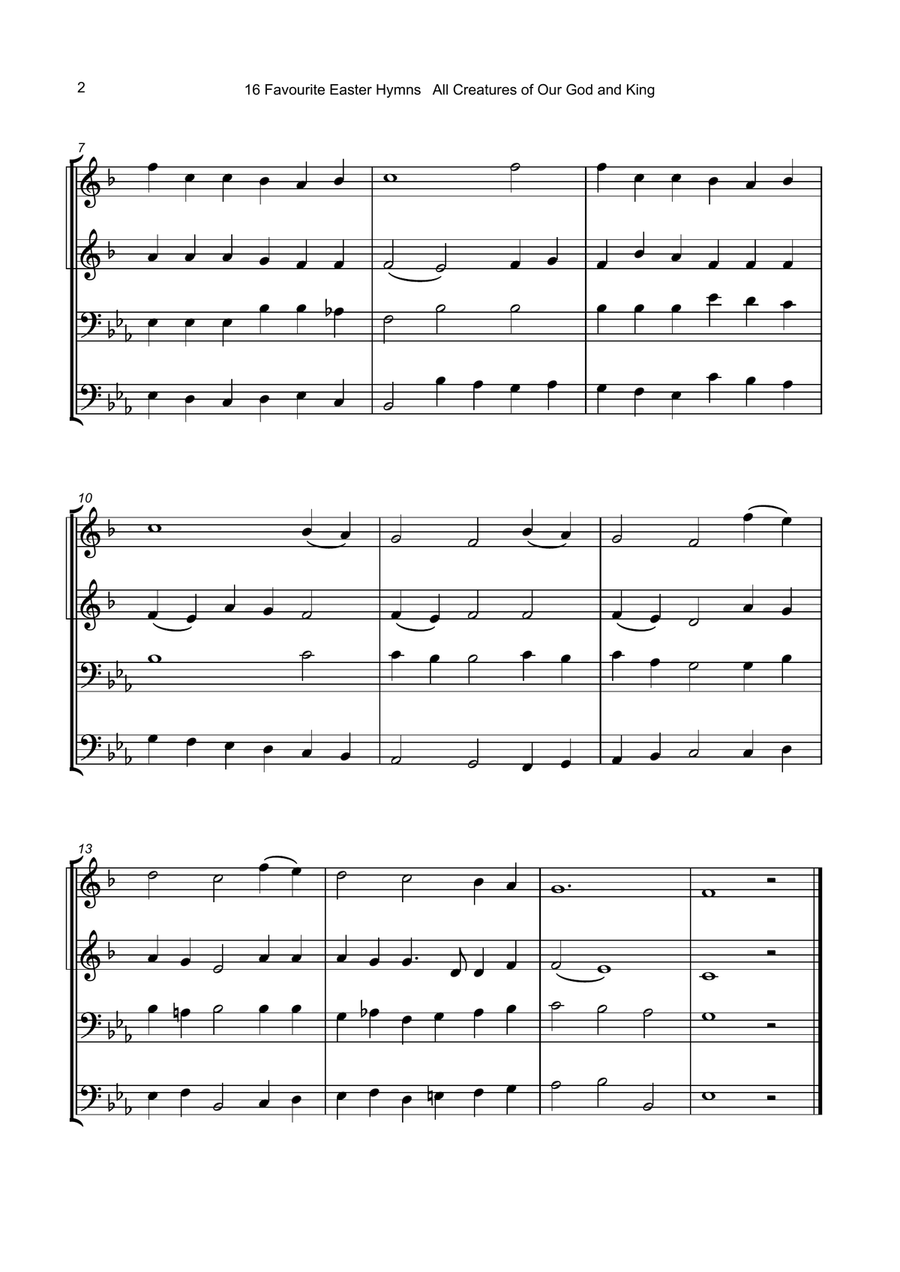 16 Favourite Easter Hymns for Brass Quartet, two Trumpets, Trombone and Tuba. Brass Quartet scores gallery preview page 3