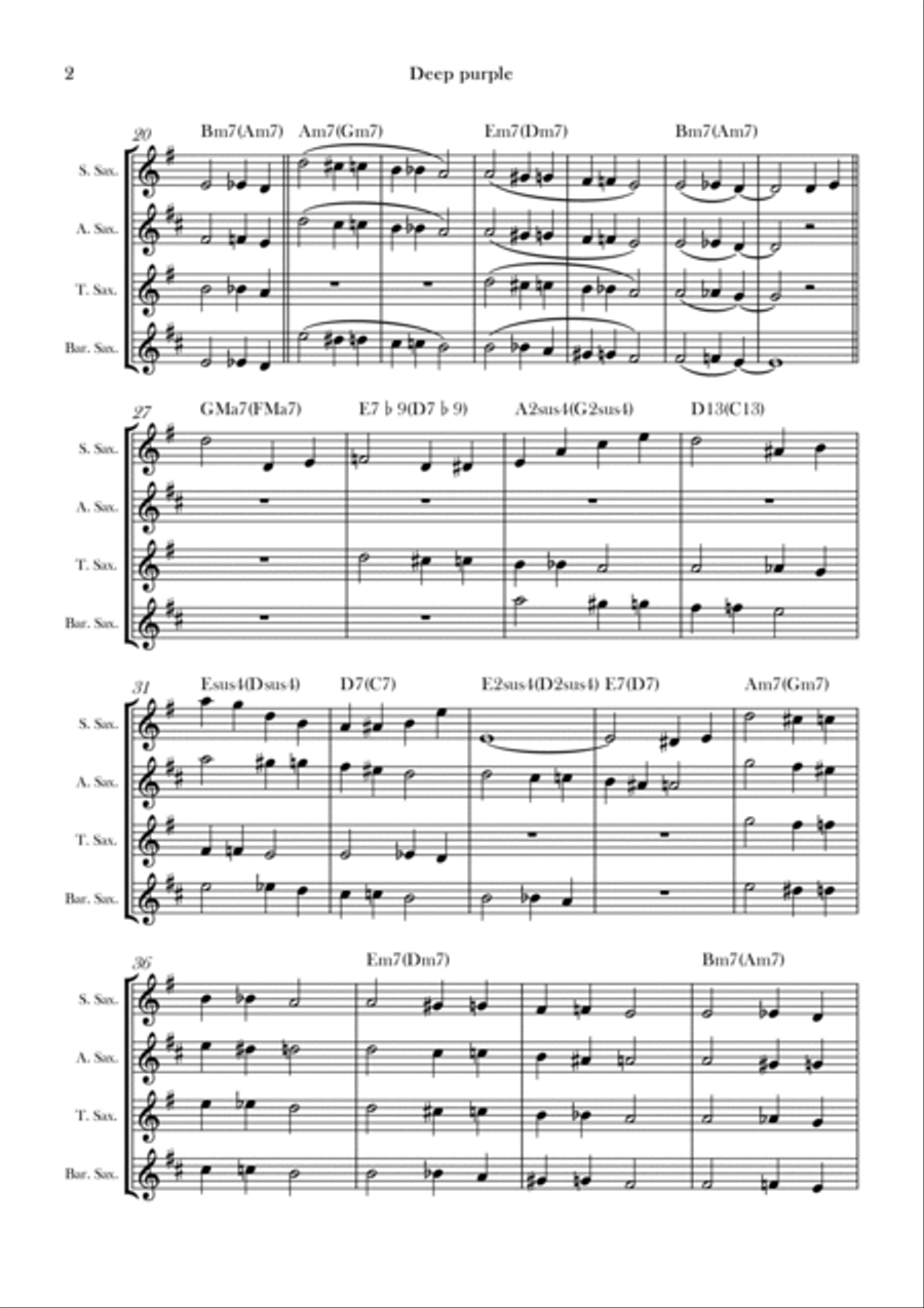 Deep Purple Saxophone Quartet scores gallery preview page 2