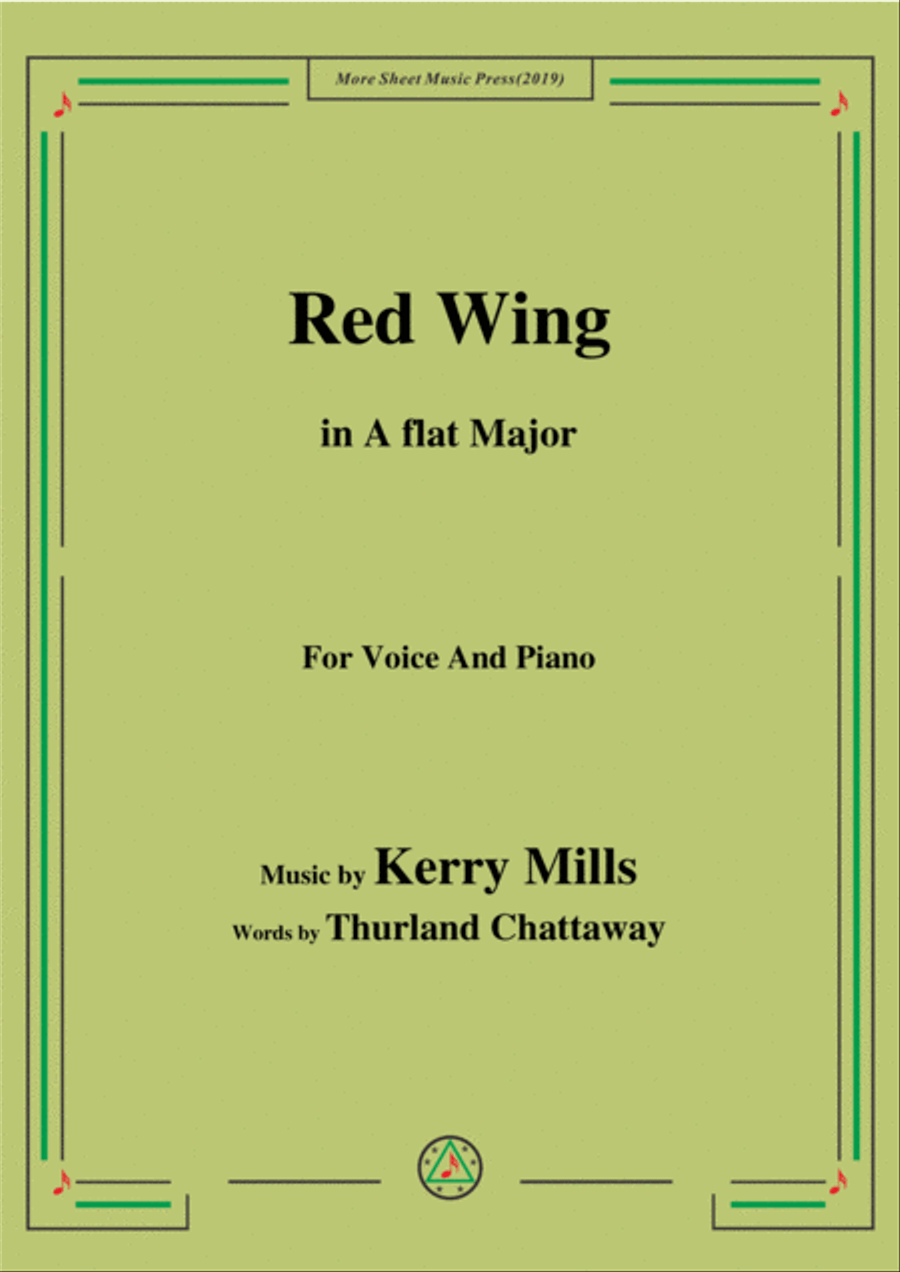 Kerry Mills-Red Wing,in A flat Major,for Voice&Piano Voice scores gallery preview page 1