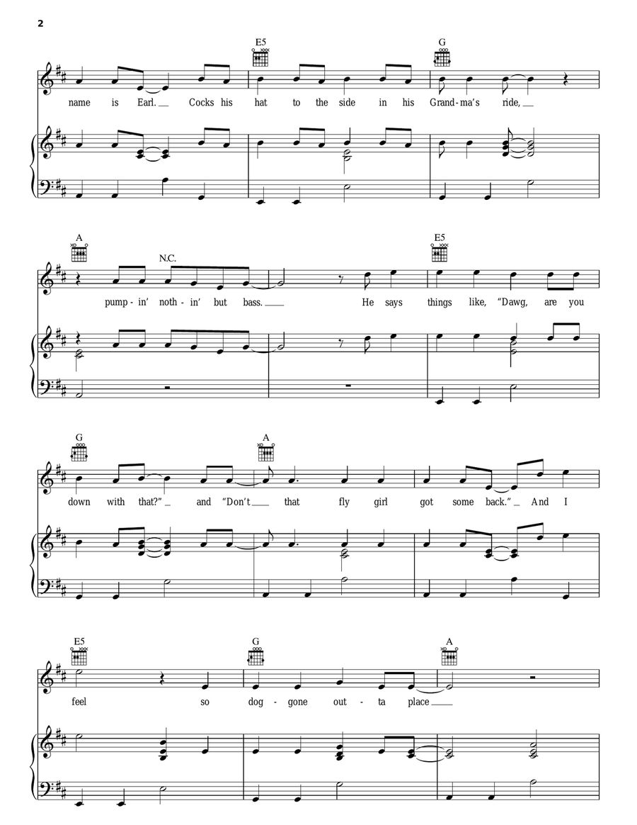 Holler Back Piano, Vocal, Guitar scores gallery preview page 2