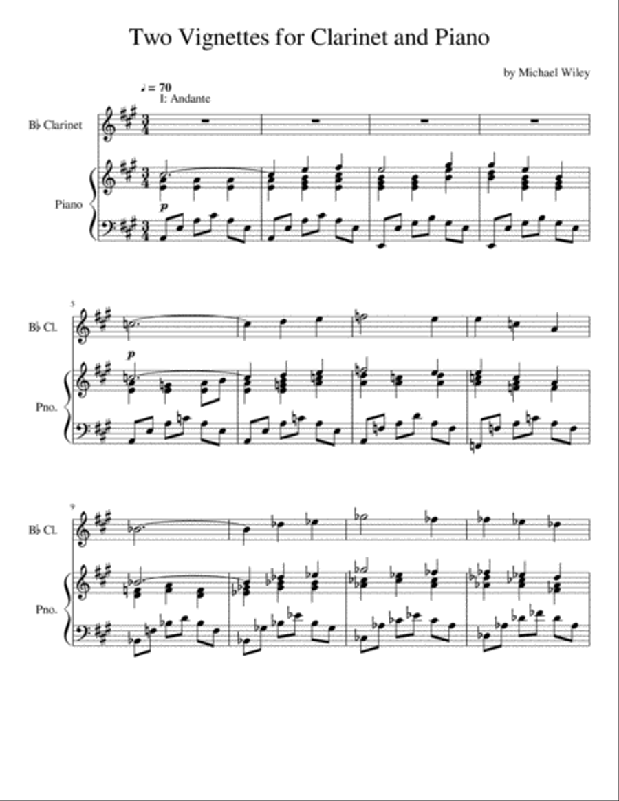 Two Vignettes for Clarinet and Piano image number null