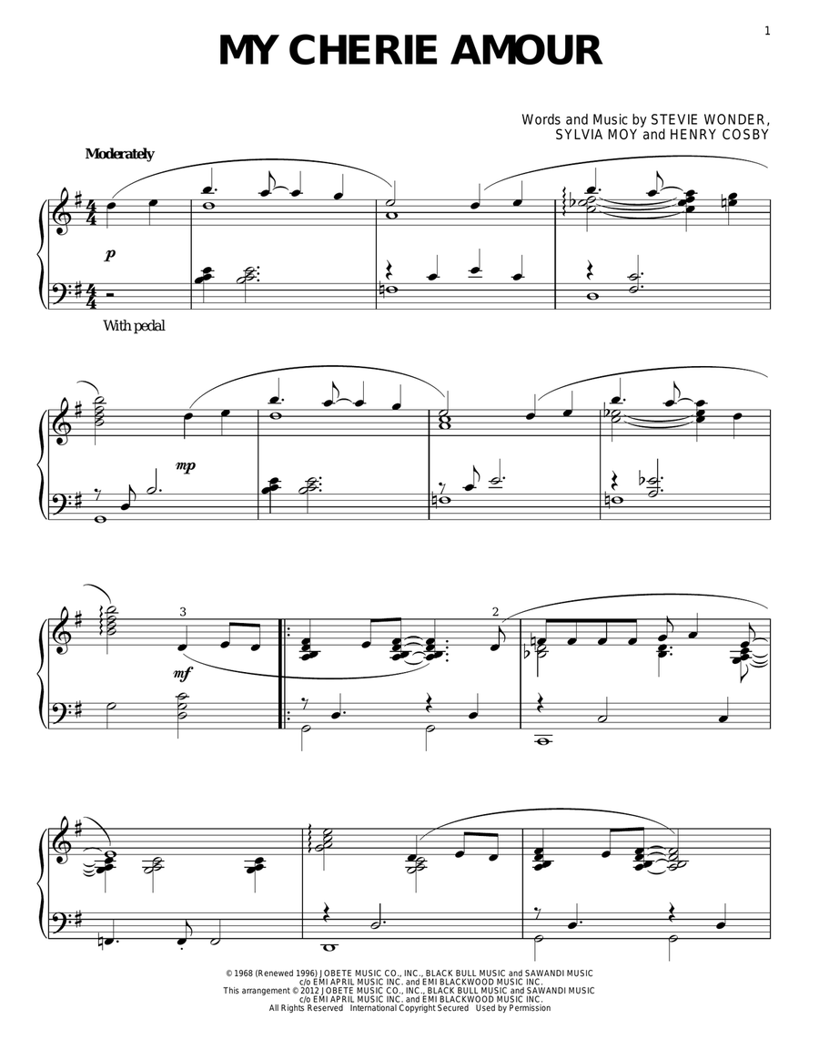 My Cherie Amour Piano Solo scores gallery preview page 1