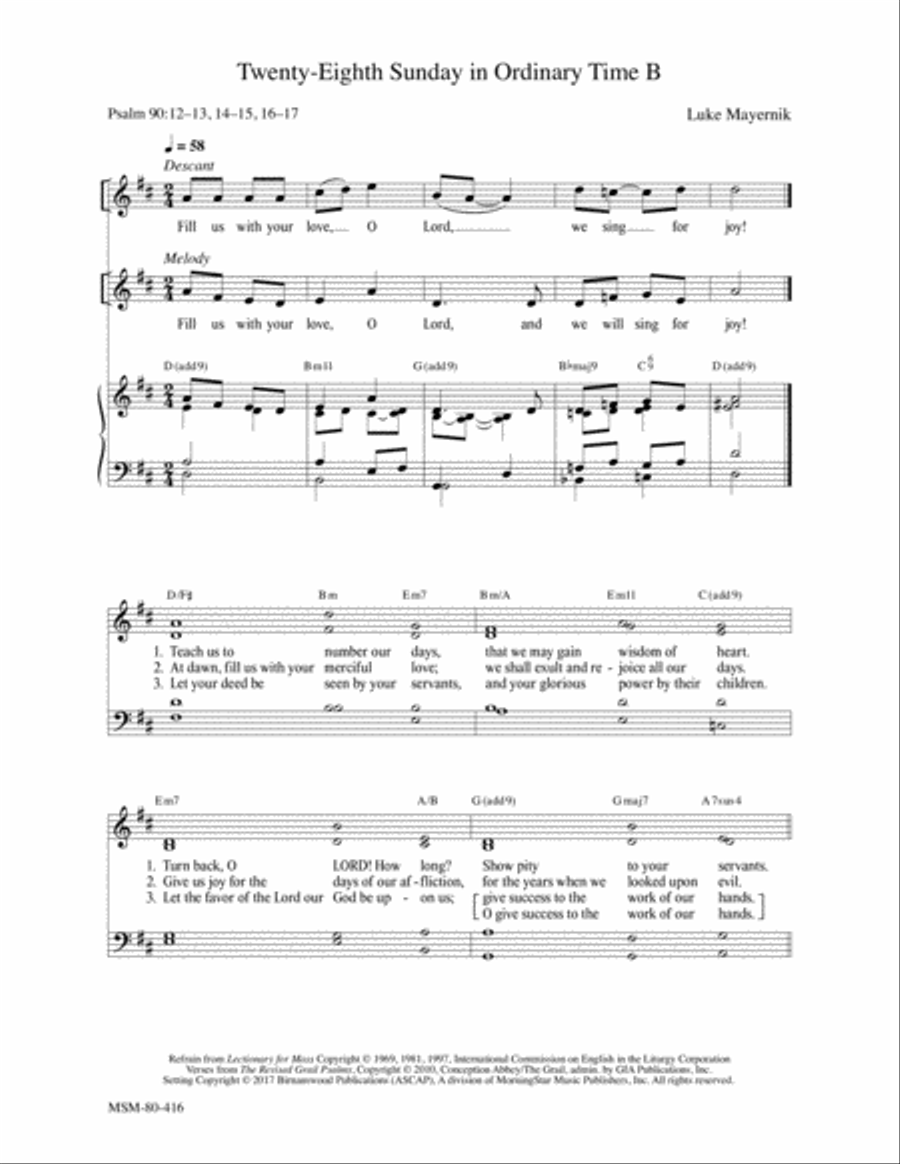 Twenty-Eighth Sunday in Ordinary Time B 4-Part scores gallery preview page 1