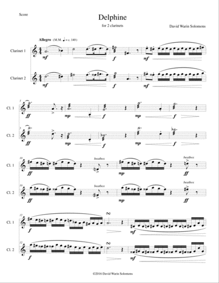Delphine - all 5 versions for clarinets Clarinet Solo scores gallery preview page 3