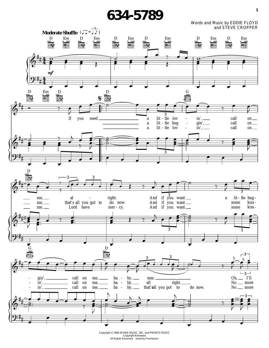 634-5789 Piano, Vocal, Guitar scores gallery preview page 1