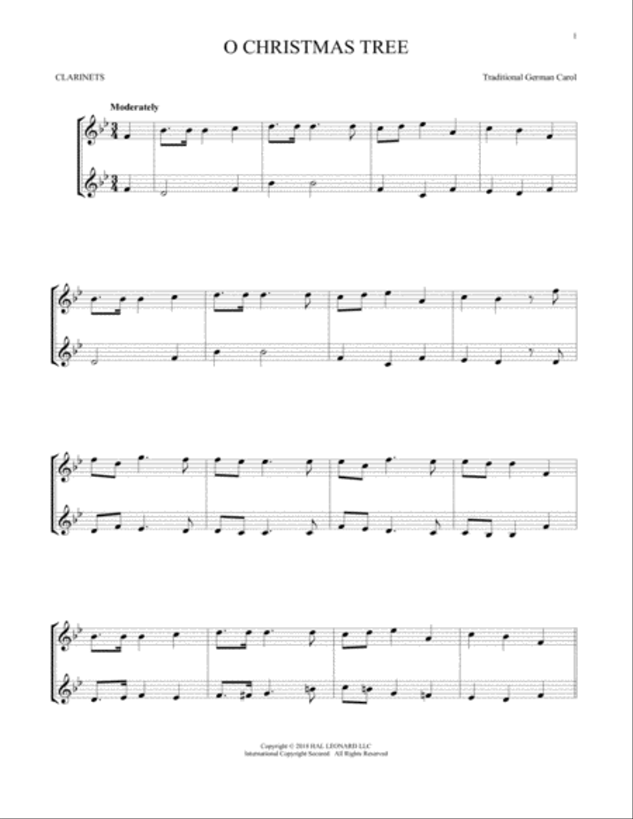 O Christmas Tree Clarinet Duet scores gallery preview page 1