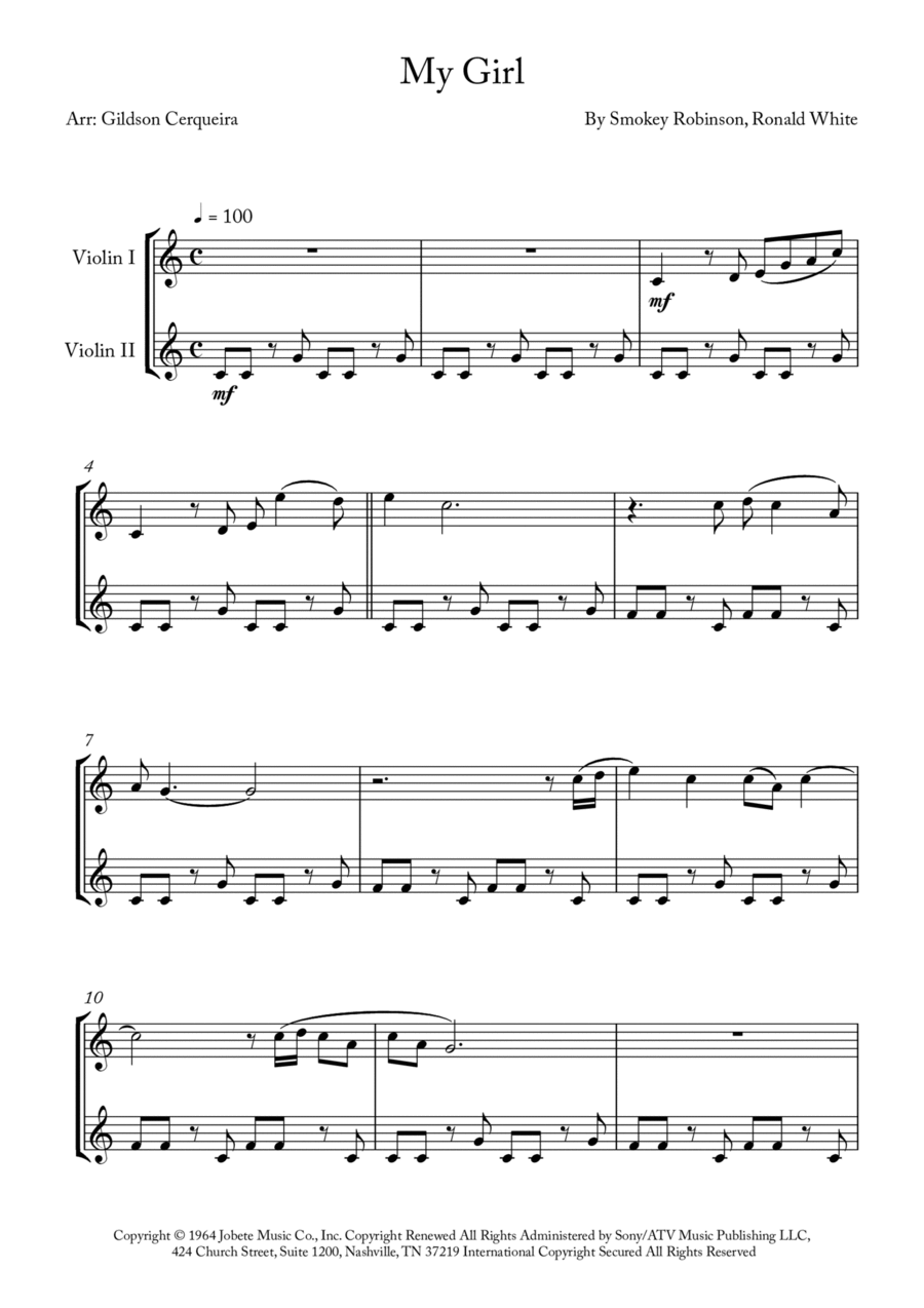 My Girl String Duet scores gallery preview page 1