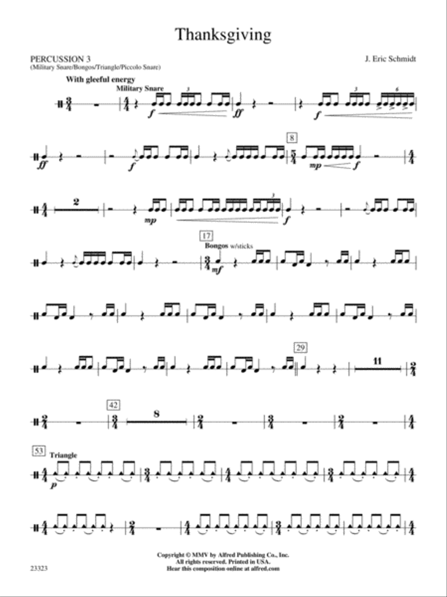 Thanksgiving: 3rd Percussion Concert Band scores gallery preview page 1