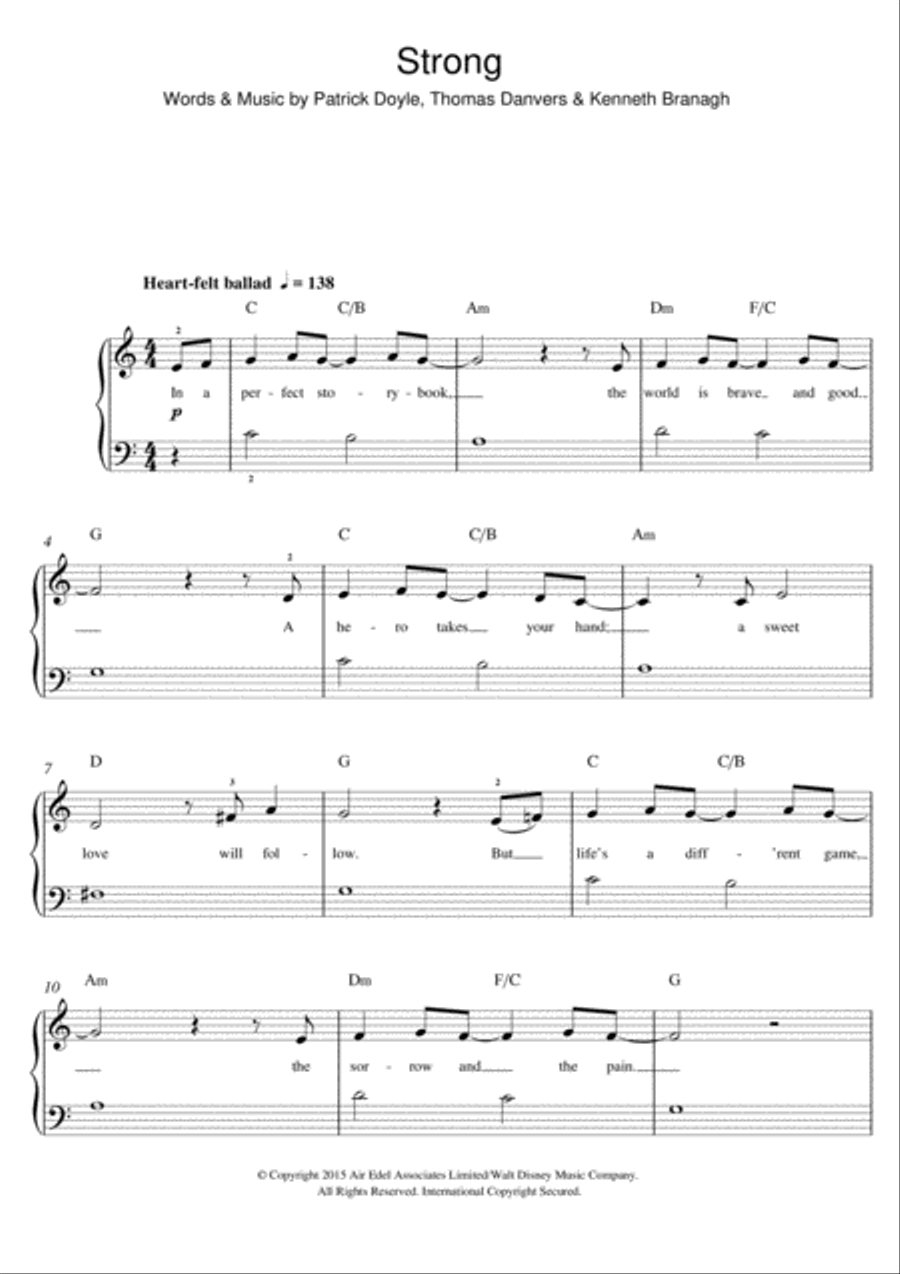 Strong (from the Motion Picture Cinderella) Easy Piano scores gallery preview page 1