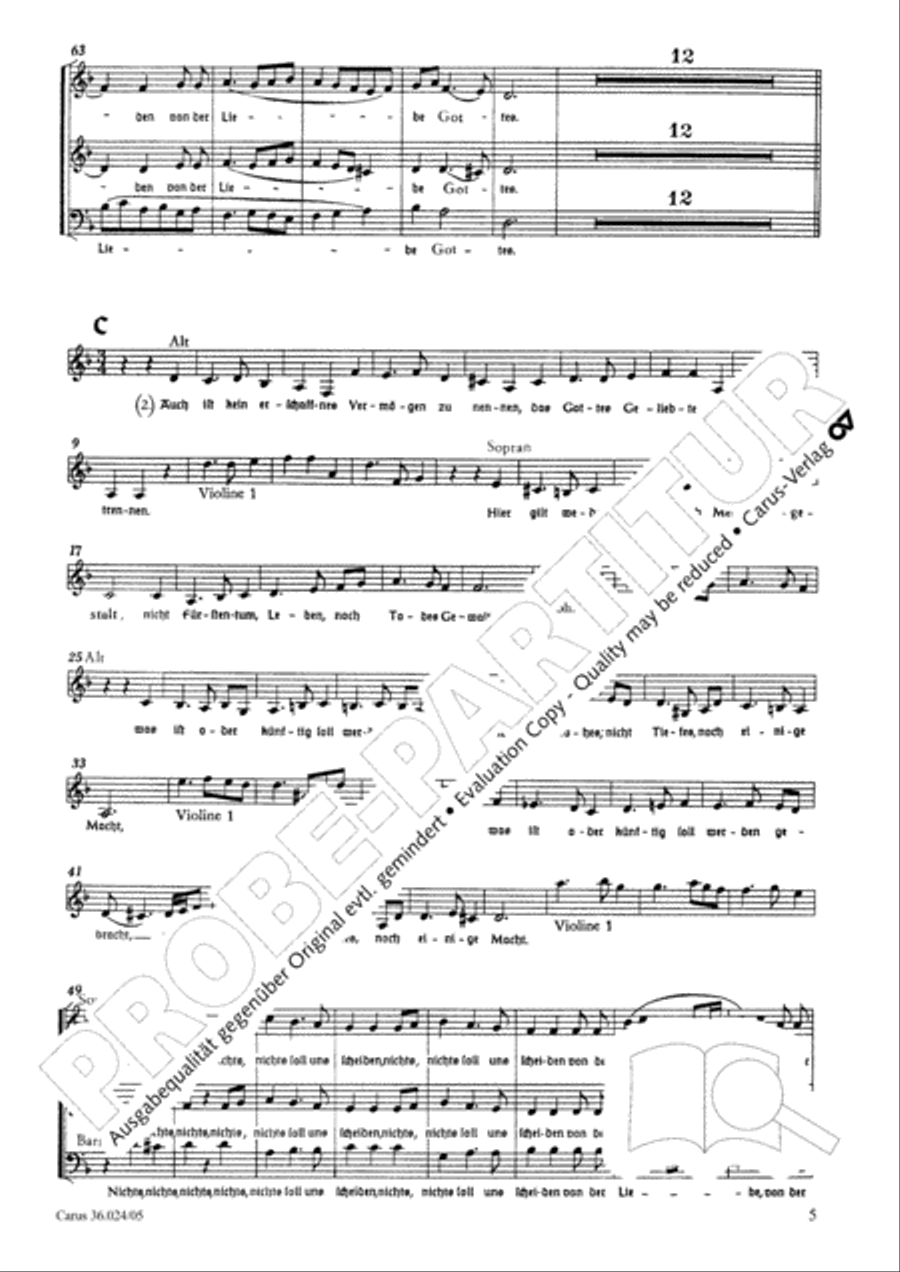 Nichts soll uns scheiden von der Liebe Gottes Choir scores gallery preview page 6