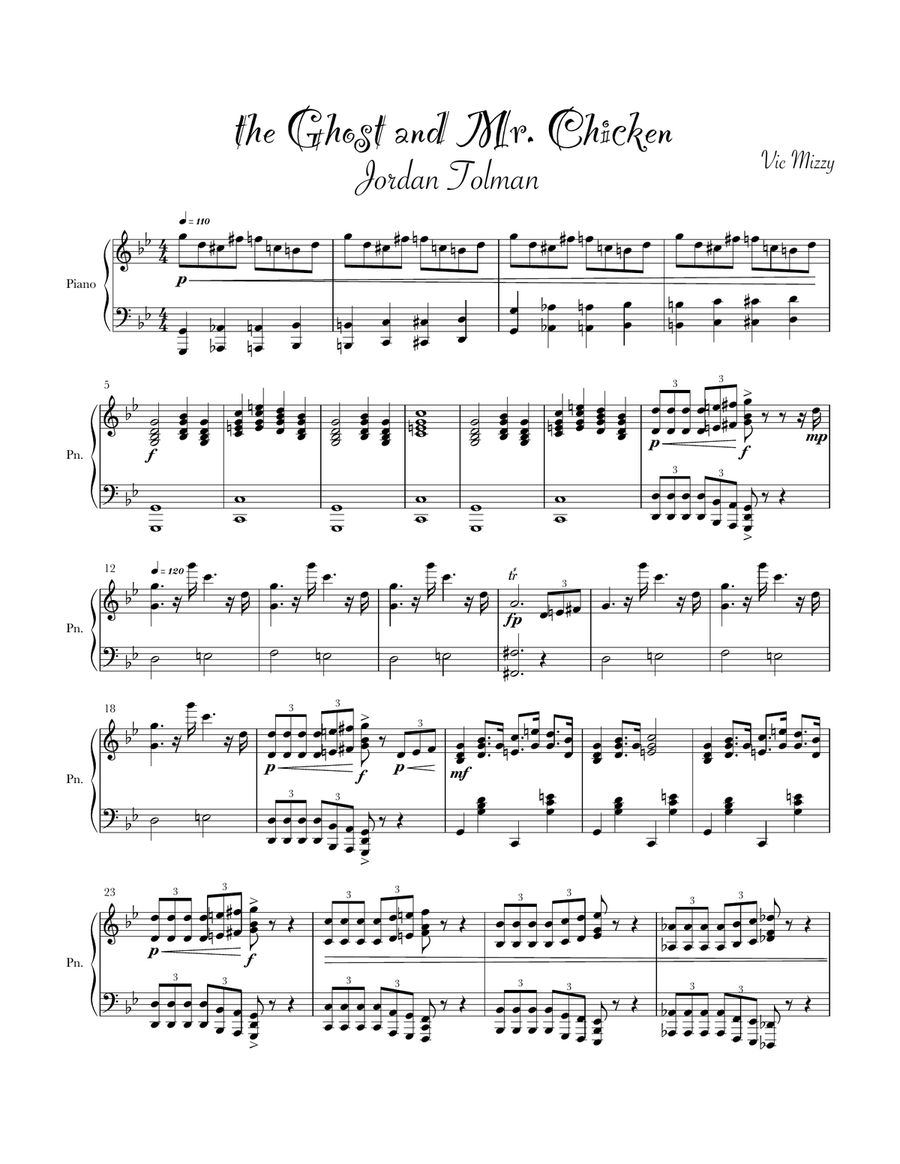 The Ghost And Mr. Chicken Piano Solo scores gallery preview page 1