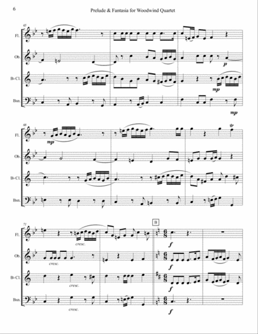 Prelude & Fantasia for Woodwind Quartet Woodwind Quartet scores gallery preview page 6