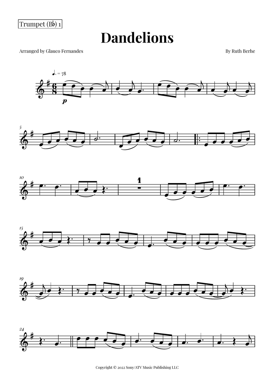 Dandelions Brass Quintet scores gallery preview page 5
