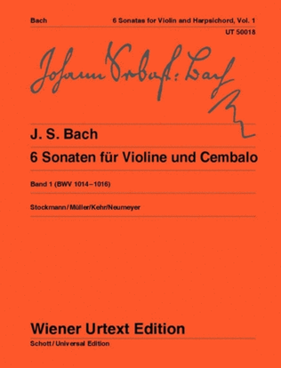 Book cover for 6 Sonatas for Violin and Cembalo, Vol 1