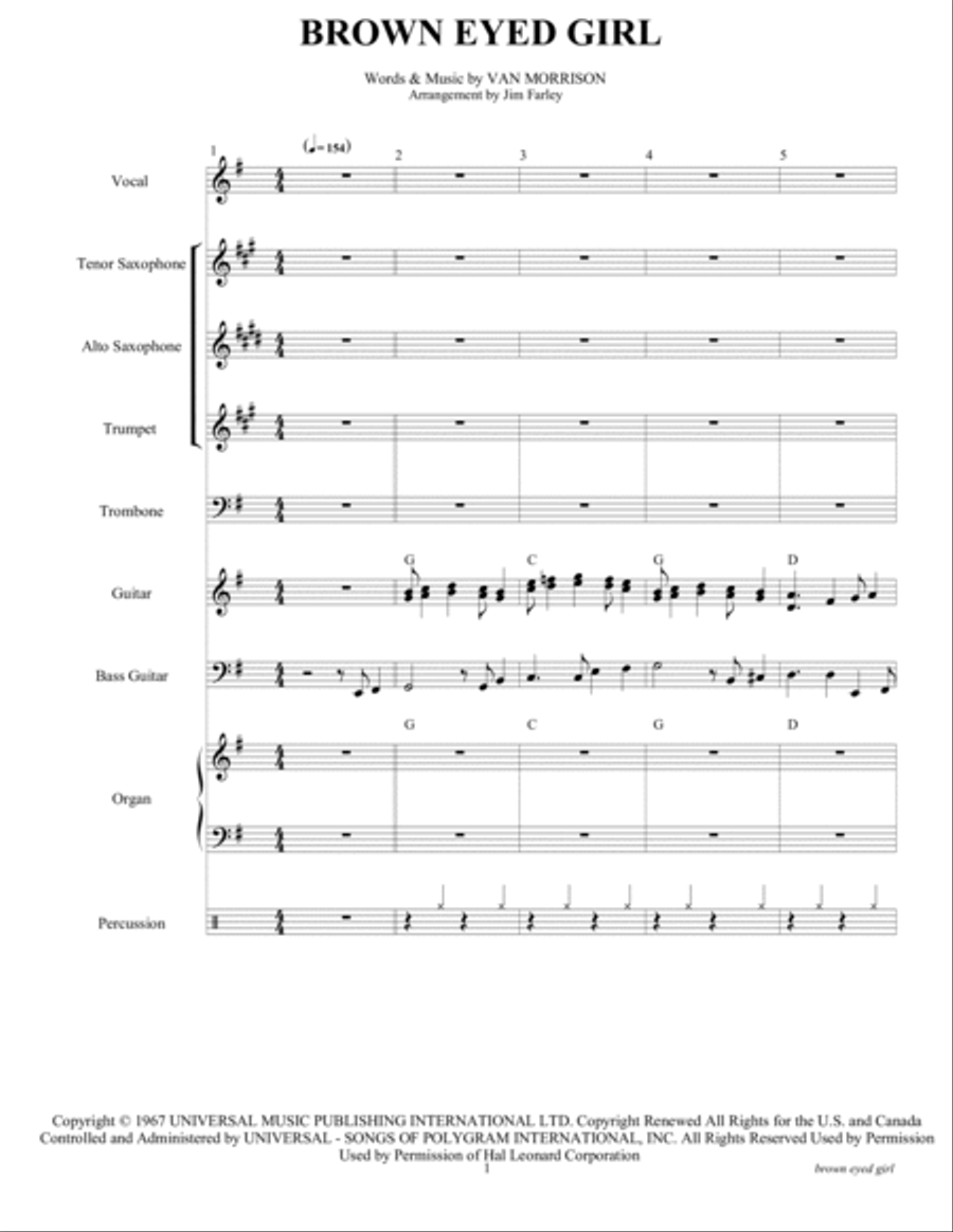 Brown Eyed Girl Tenor Saxophone scores gallery preview page 3
