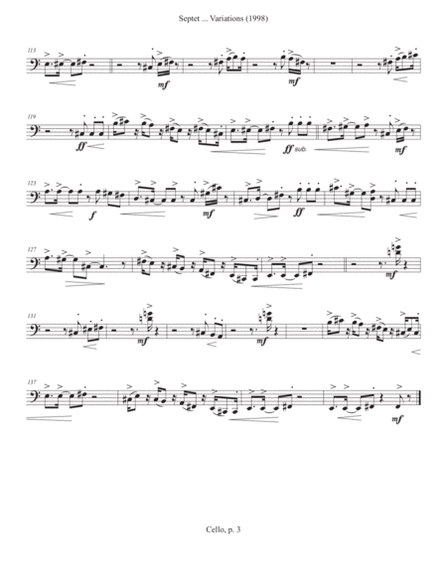 Septet, opus 77 ... Variations on a Shaker Tune (1998) cello part