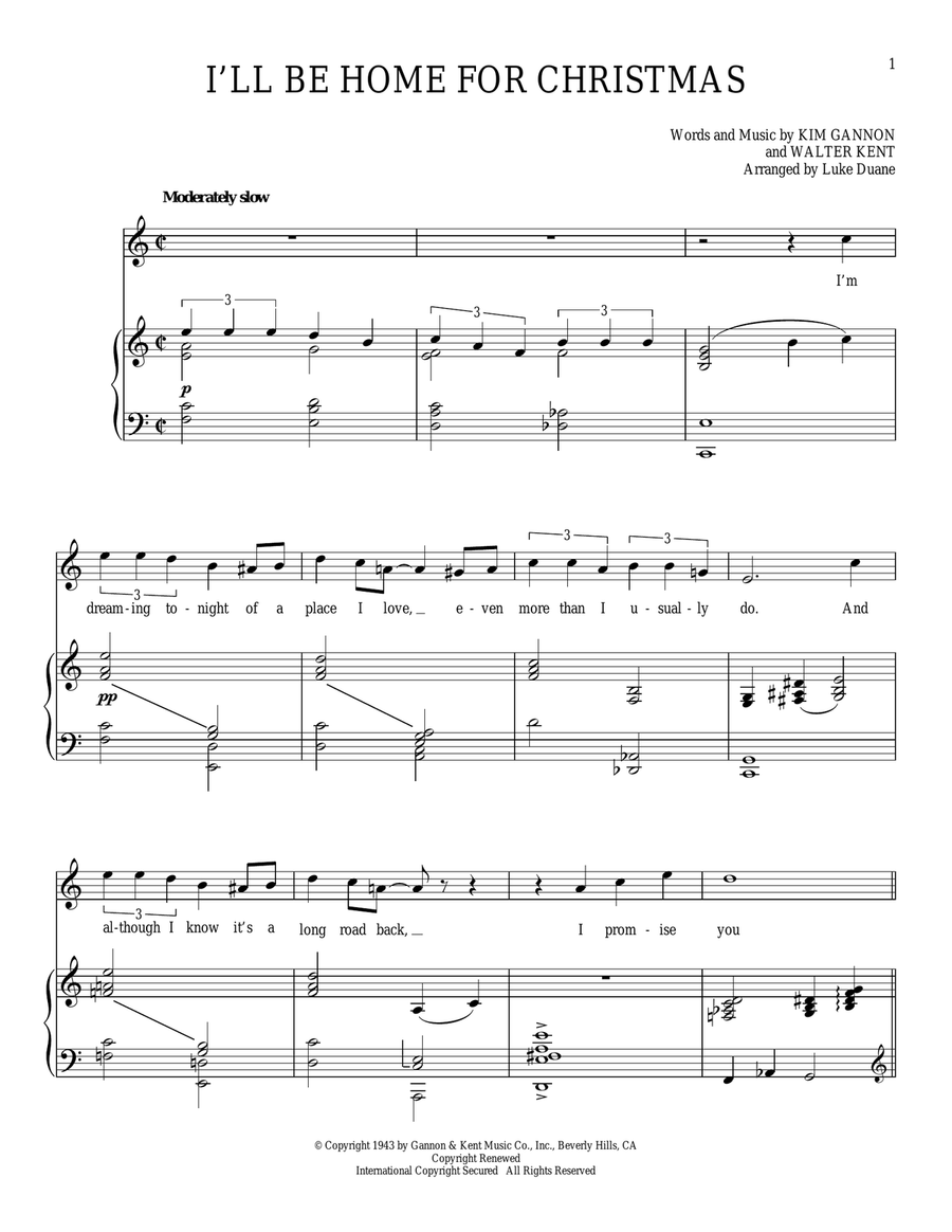 I'll Be Home For Christmas Piano, Vocal scores gallery preview page 1