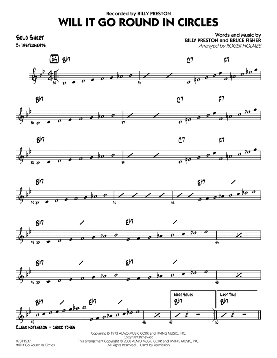 Will It Go Round in Circles? - Bb Solo Sheet