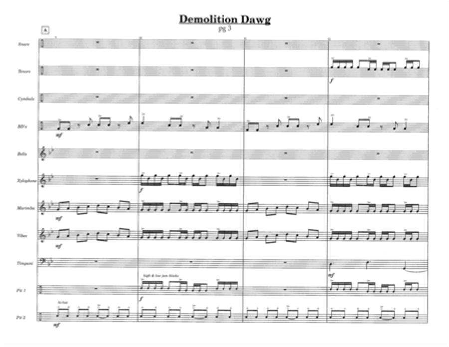 Demolition Dawg w/Tutor Tracks Percussion Ensemble scores gallery preview page 5