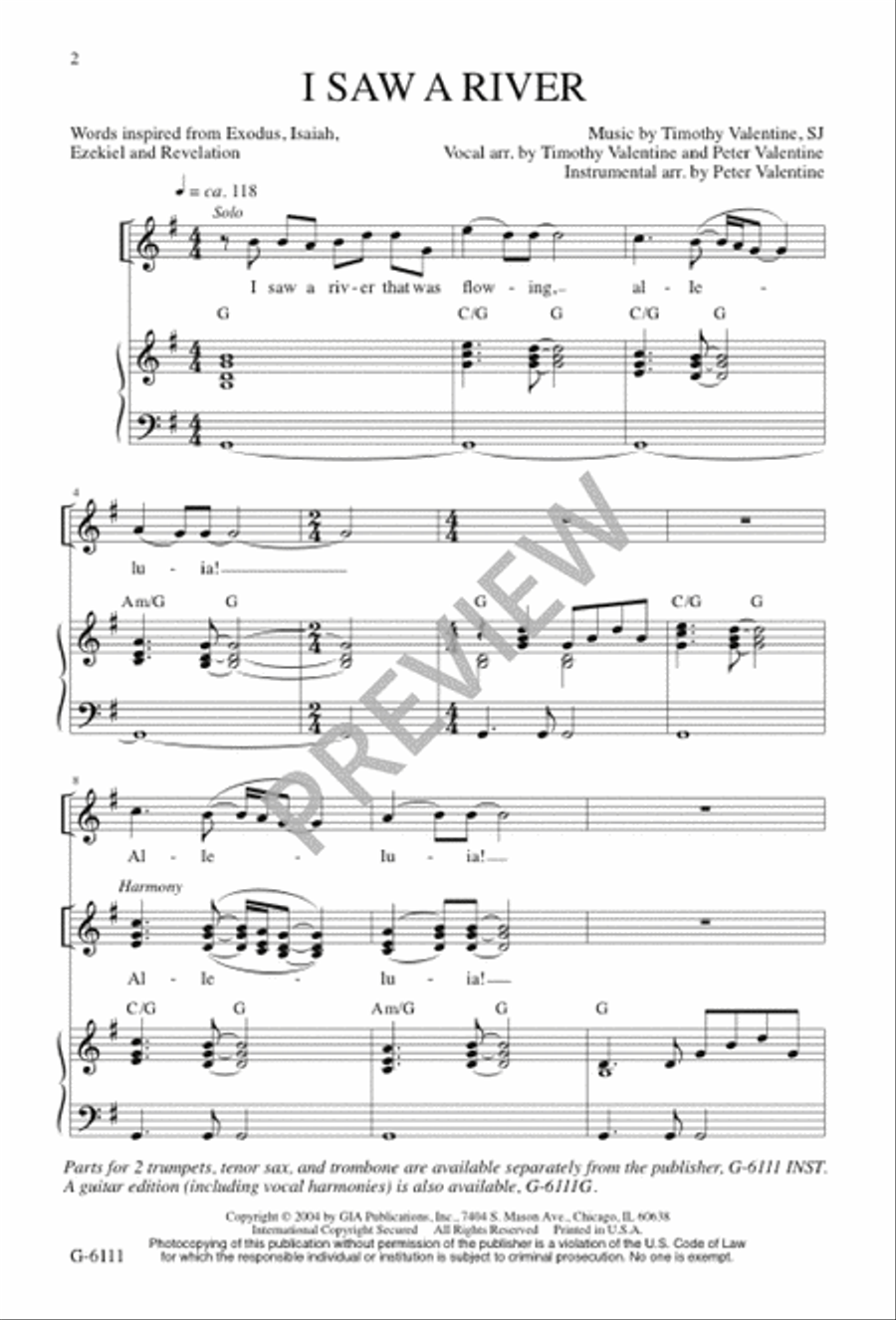 I Saw a River 3-Part scores gallery preview page 1