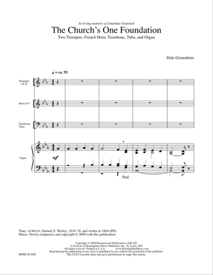 The Church's One Foundation Organ scores gallery preview page 1