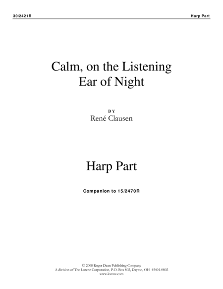 Calm, On the Listening Ear of Night - Harp Part