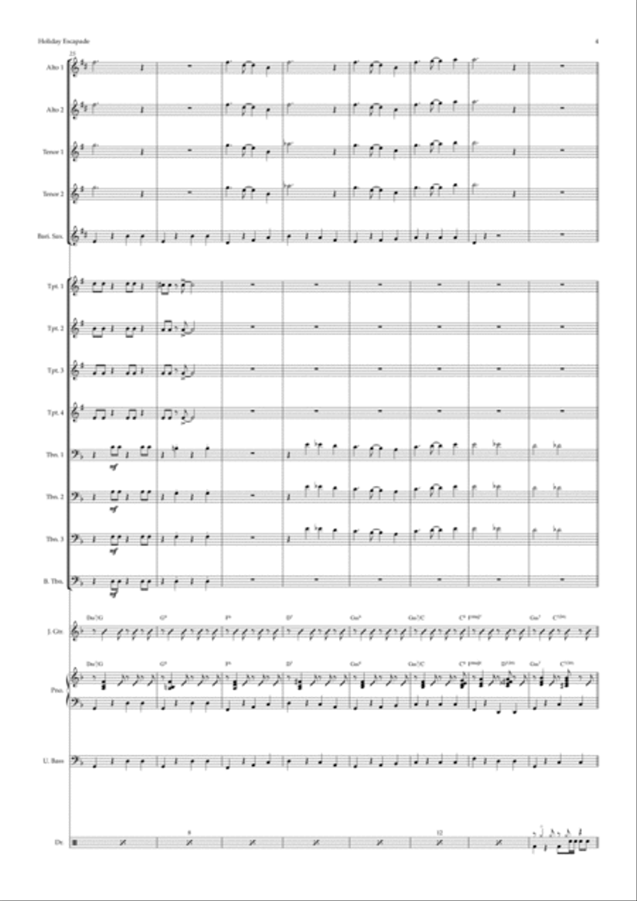 Holiday Escapade (big band) Jazz Ensemble scores gallery preview page 4