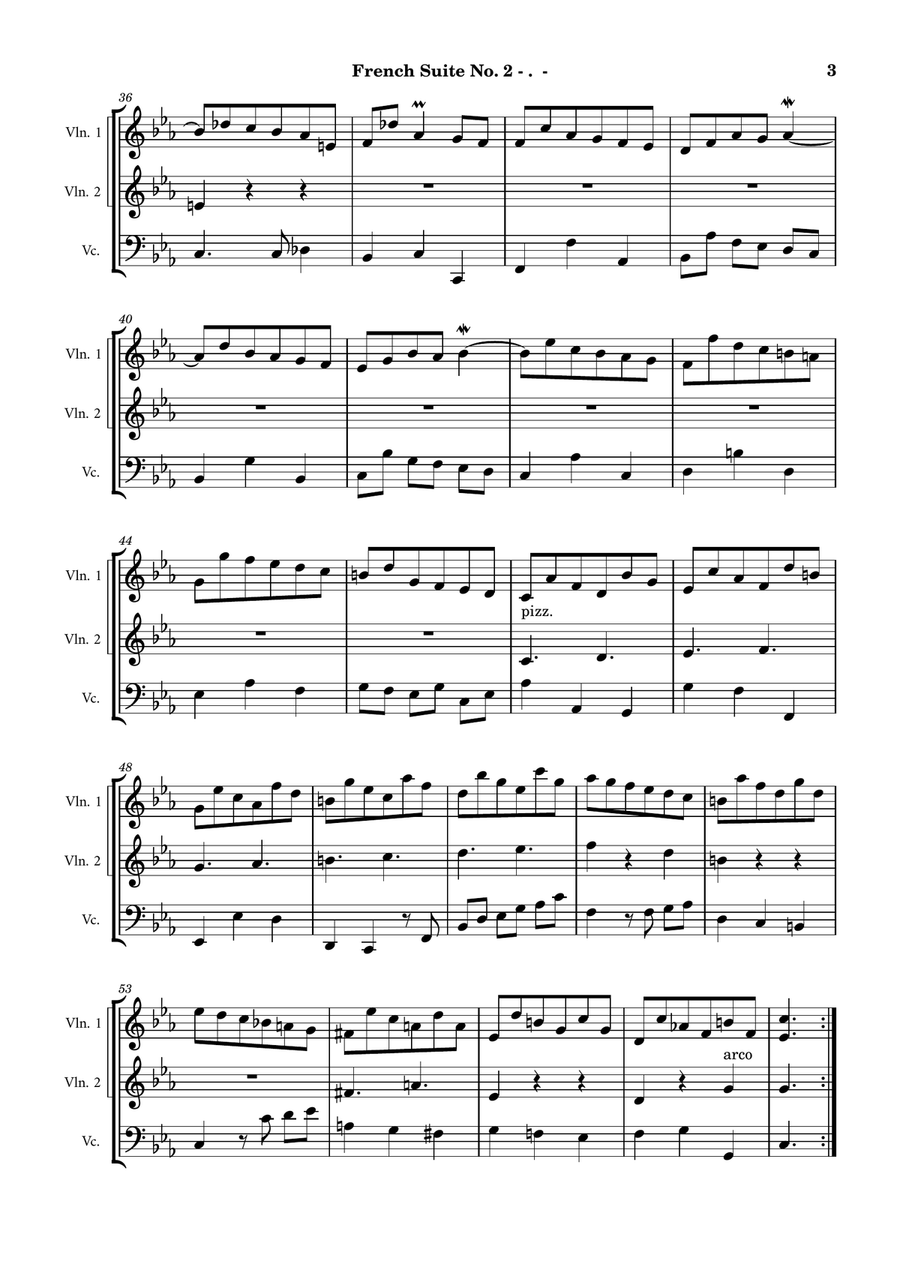 French Suite No. 2 - Courante String Trio scores gallery preview page 3