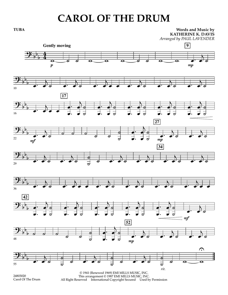 Carol of the Drum - Tuba Concert Band scores gallery preview page 1