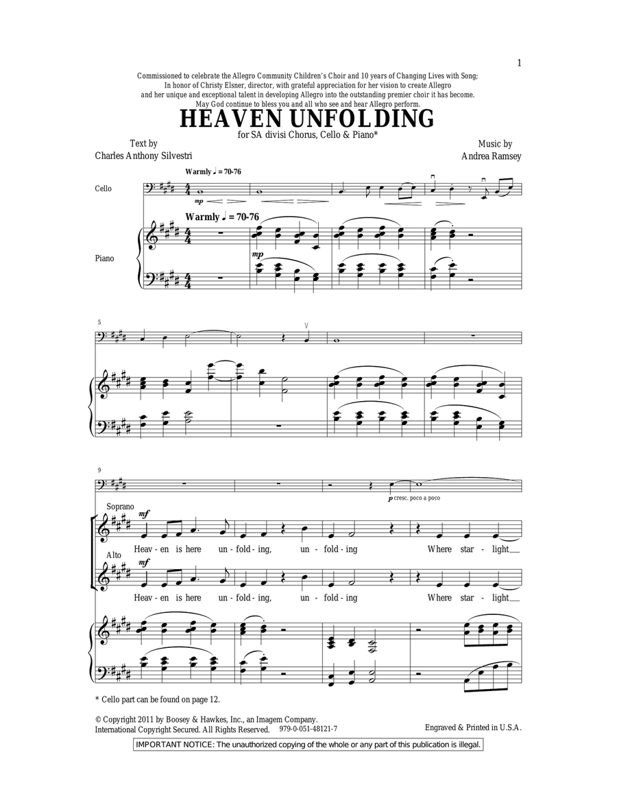 Heaven Unfolding 2-Part scores gallery preview page 1