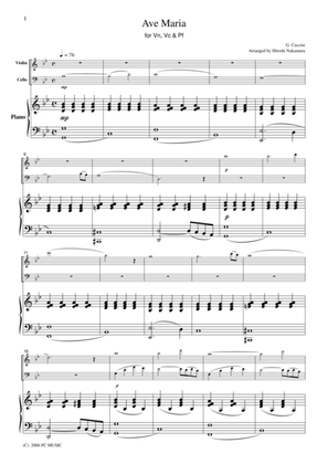 Caccini Ave Maria, for piano trio, PC002