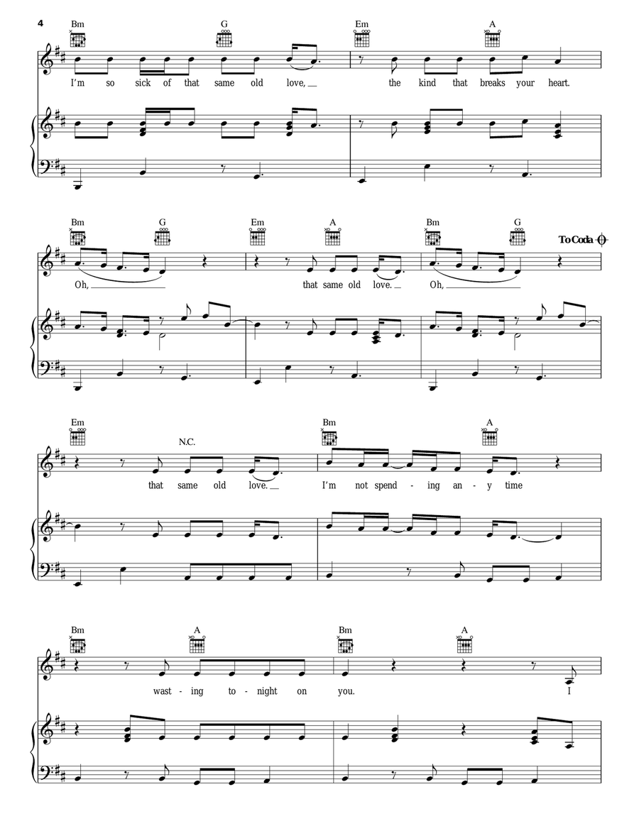 Same Old Love Piano, Vocal, Guitar scores gallery preview page 4