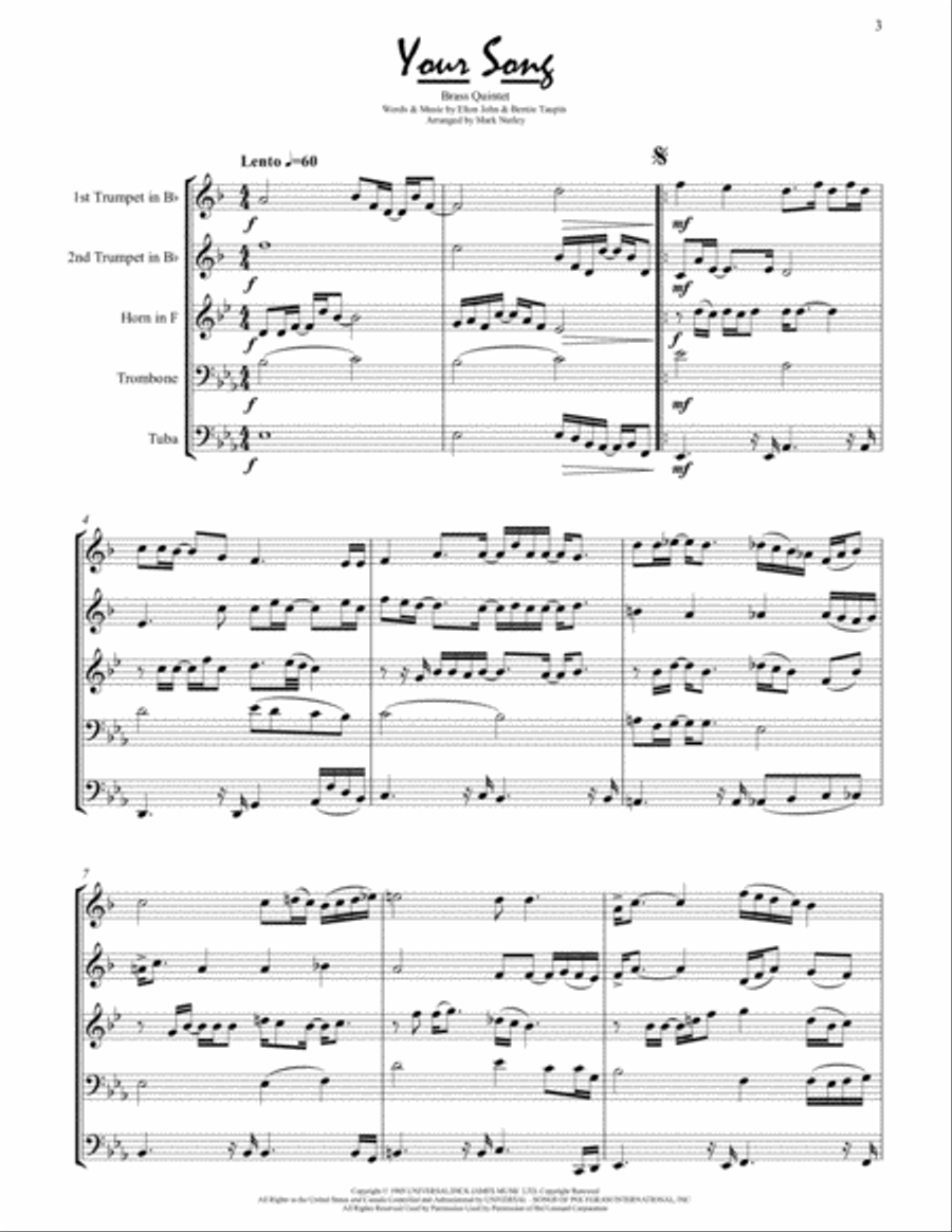 Your Song Brass Ensemble scores gallery preview page 3