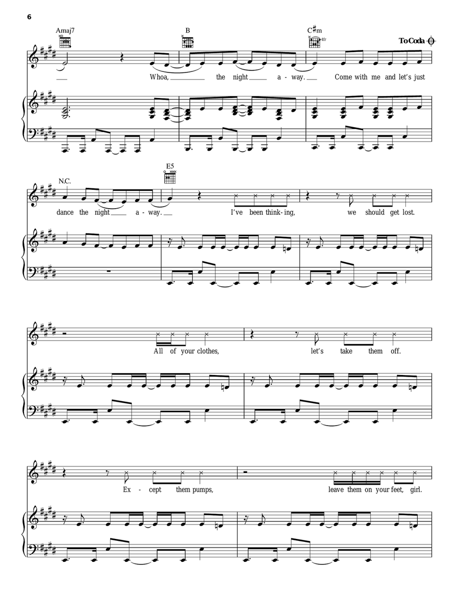 Dance The Night Away Piano, Vocal, Guitar scores gallery preview page 6