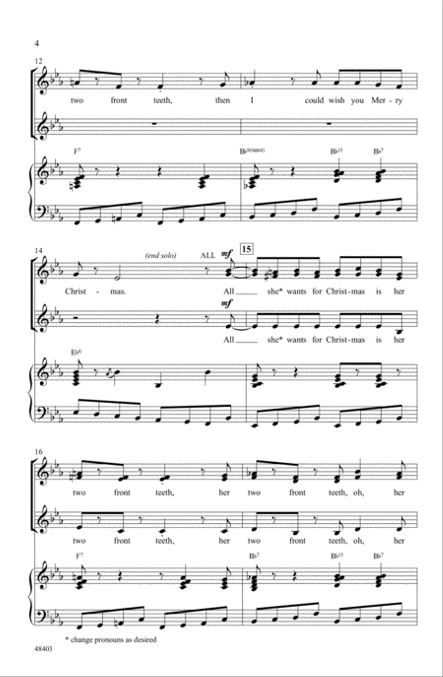 All I Want for Christmas Is My Two Front Teeth Choir scores gallery preview page 3