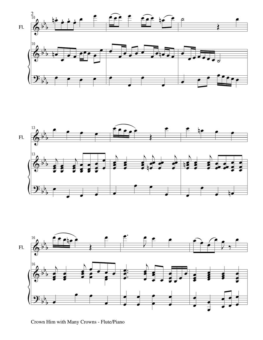 CROWN HIM WITH MANY CROWNS (Duet – Flute and Piano/Score and Parts) CROWN HIM WITH MANY CROWNS (Duet – Flute and Piano/Score and Parts) Woodwind Duet scores gallery preview page 2