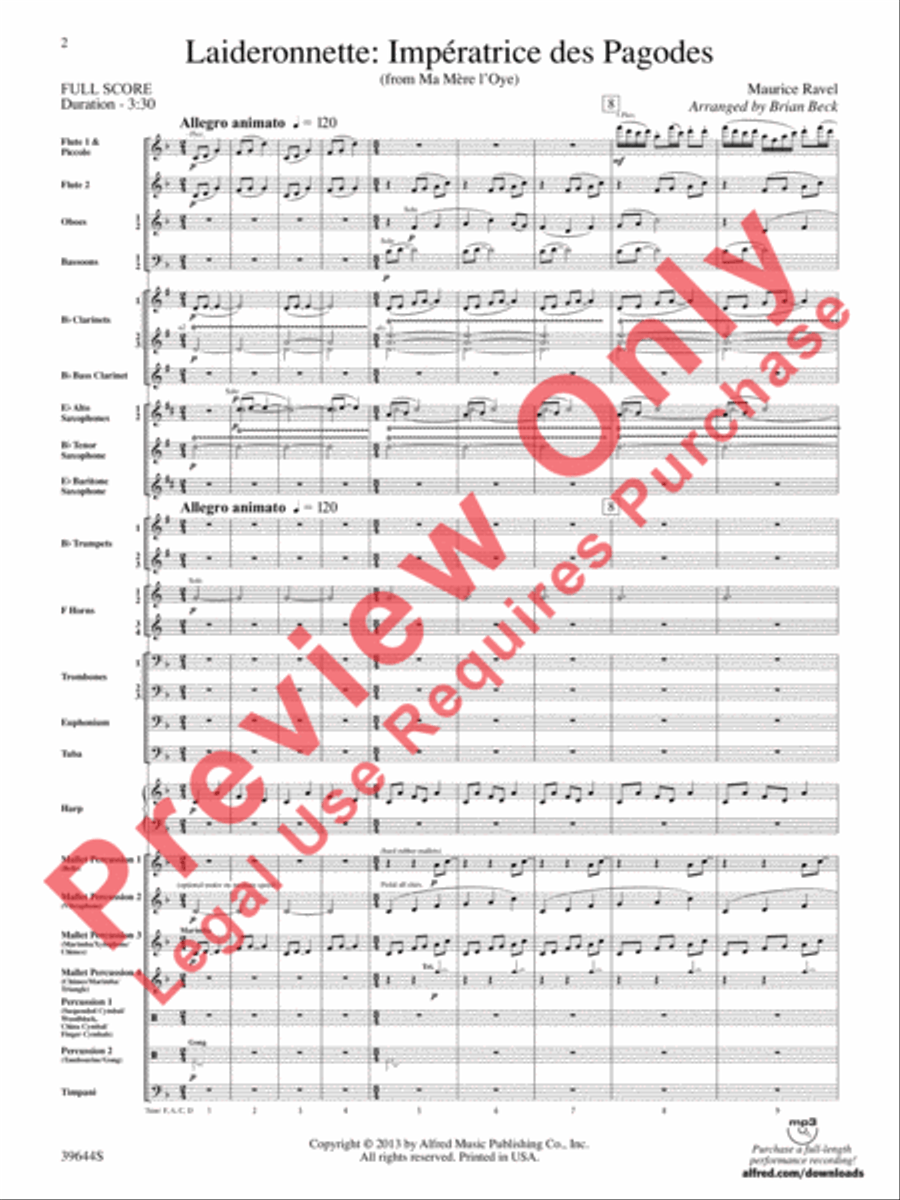 Laideronnette: Impératrice des Pagodes (from Ma mère l'oye) Concert Band scores gallery preview page 3