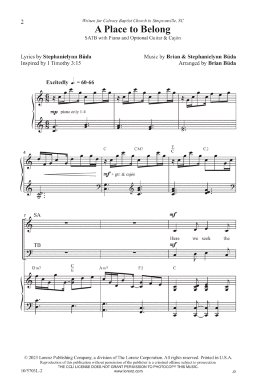 A Place to Belong 4-Part scores gallery preview page 2