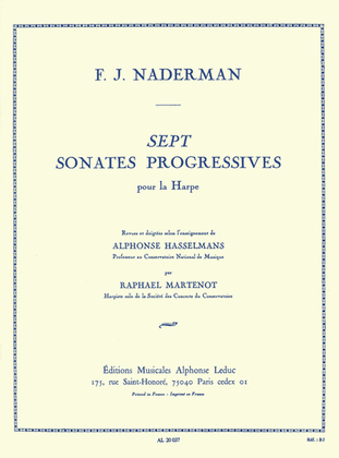 Book cover for Sept Sonates Progressives pour la Harpe