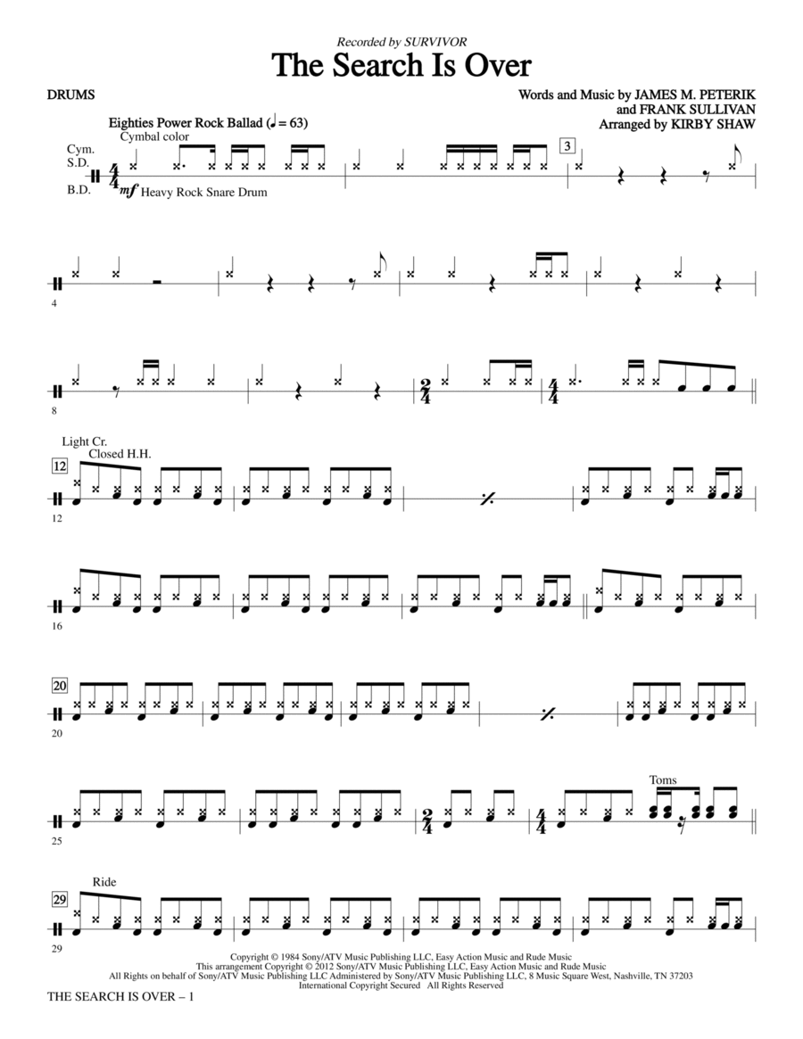 The Search Is Over - Drums Choir scores gallery preview page 1