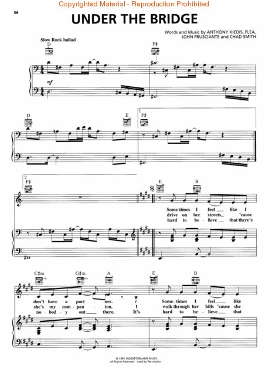 Best of Red Hot Chili Peppers Piano, Vocal, Guitar scores gallery preview page 3