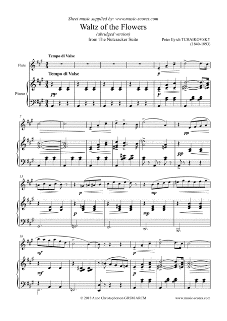 Nutcracker Suite: Waltz of The Flowers - Flute and Piano Flute Solo scores gallery preview page 1