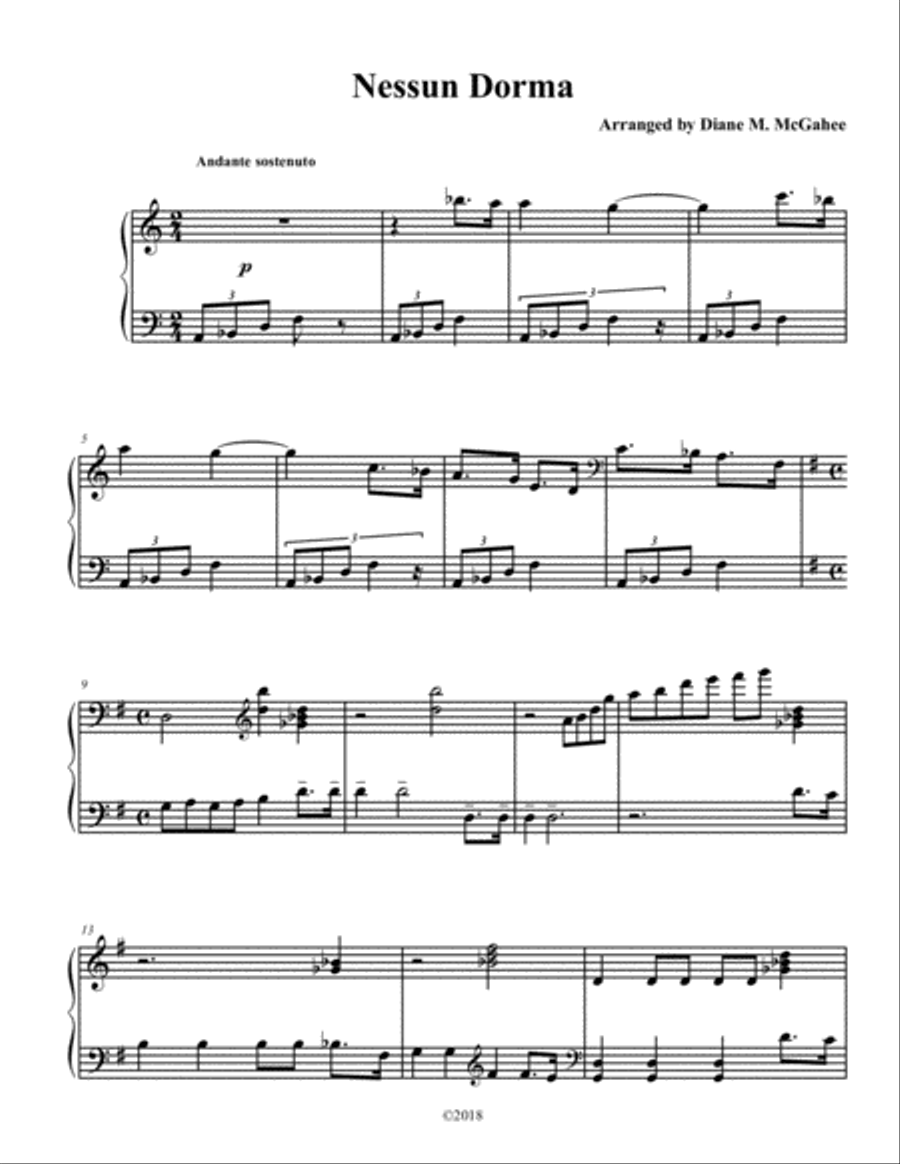 Nessun Dorma Nessun Dorma Small Ensemble scores gallery preview page 1