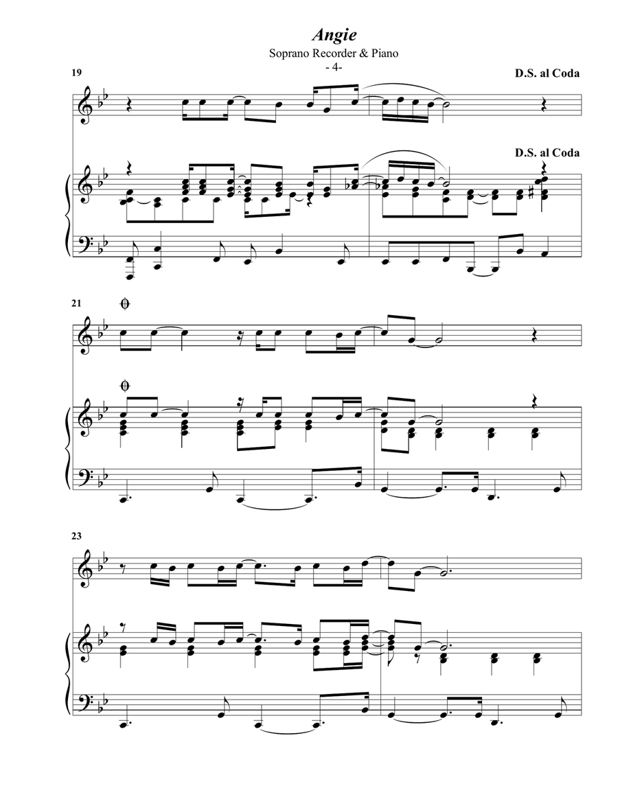 Angie Angie Piano scores gallery preview page 4