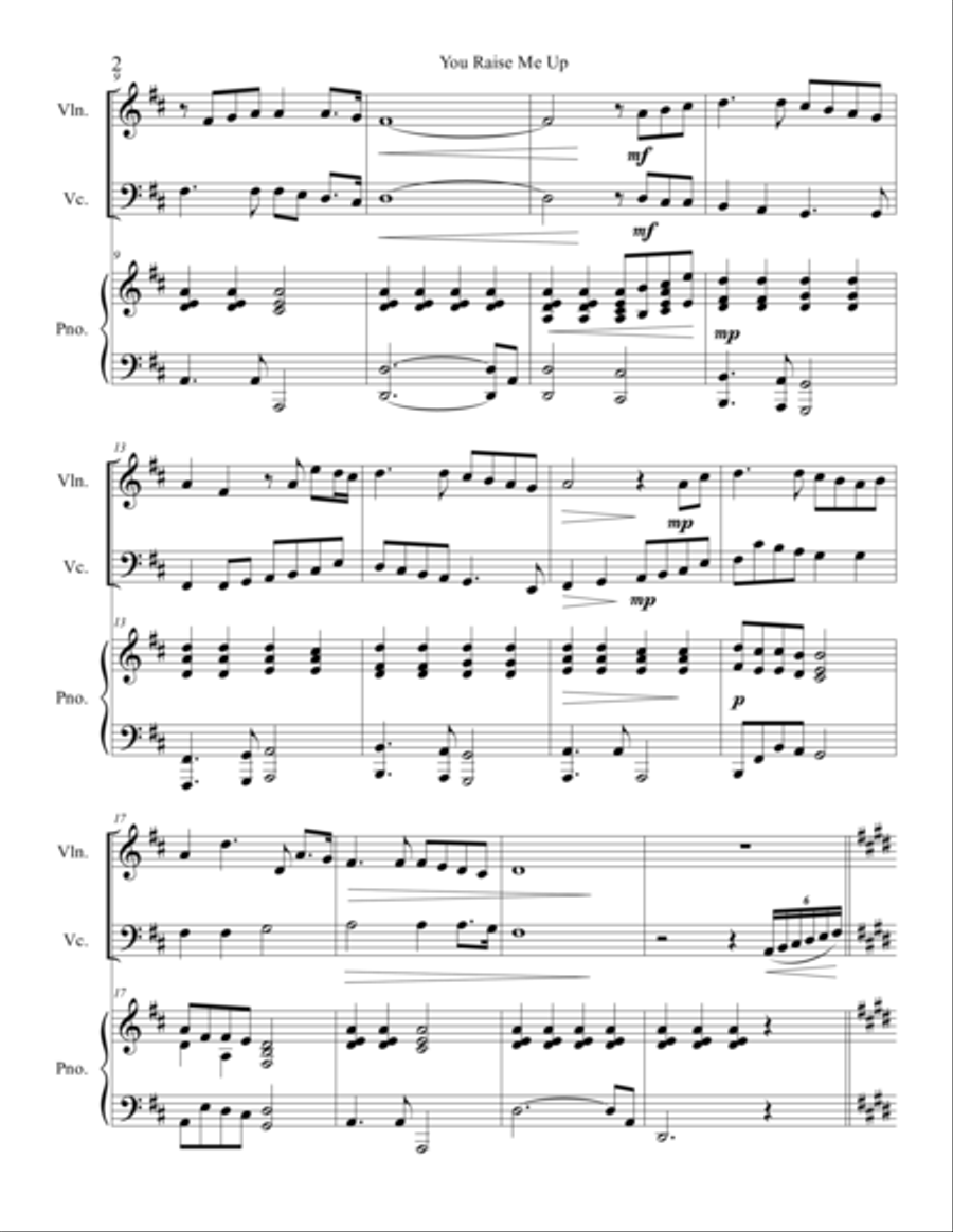 You Raise Me Up Piano Trio scores gallery preview page 3