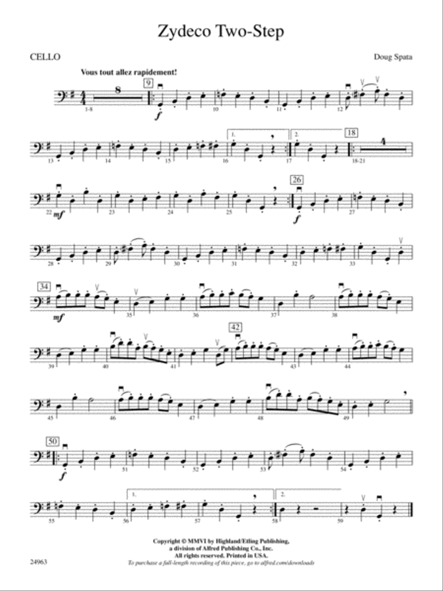 Zydeco Two-Step: Cello String Orchestra scores gallery preview page 1