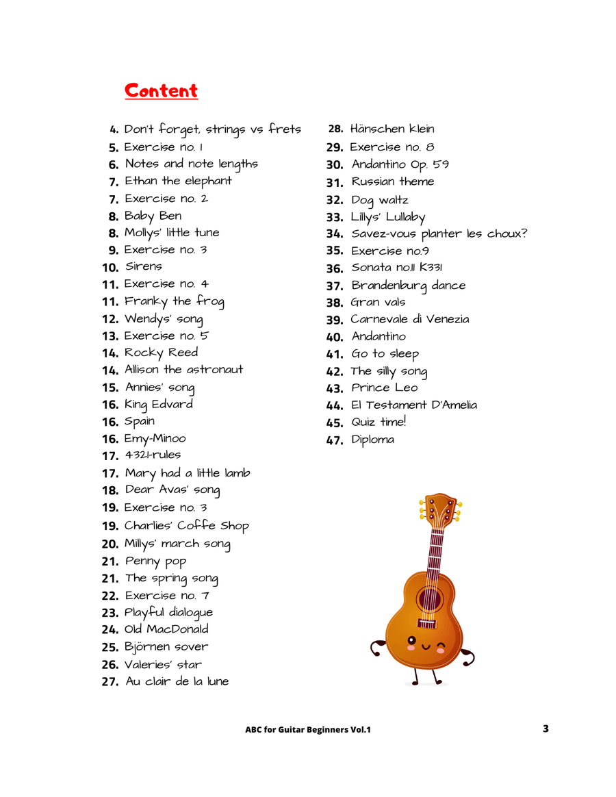 ABC For Guitar Beginners Vol.1 Acoustic Guitar scores gallery preview page 4