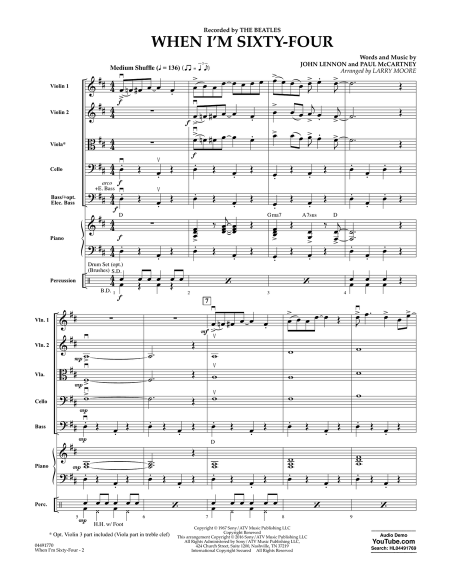 When I'm Sixty-Four - Conductor Score (Full Score) String Orchestra scores gallery preview page 2
