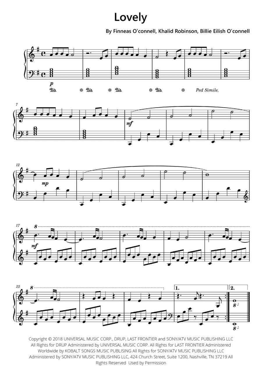 Lovely Easy Piano scores gallery preview page 1